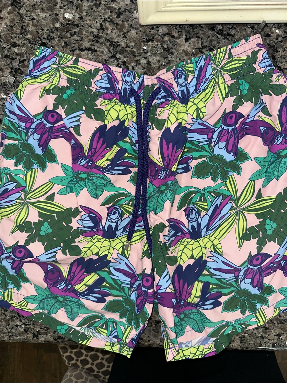 Men’s Pink Tropical Print Swim Shorts